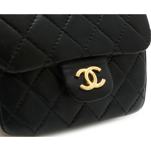Chanel Mini Matelasse Coco Mark Chain Bag Charm Leather Black Gold - Picture 8 of 8